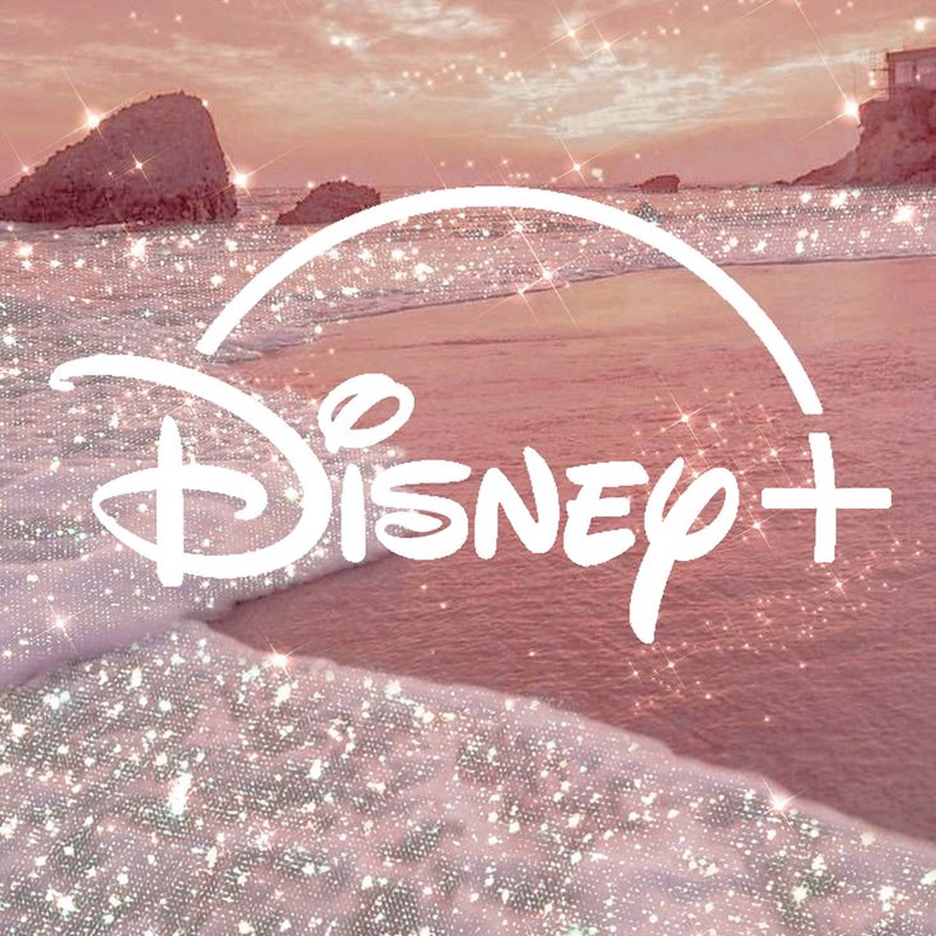 Disney Logo Glittery Beach Wallpaper