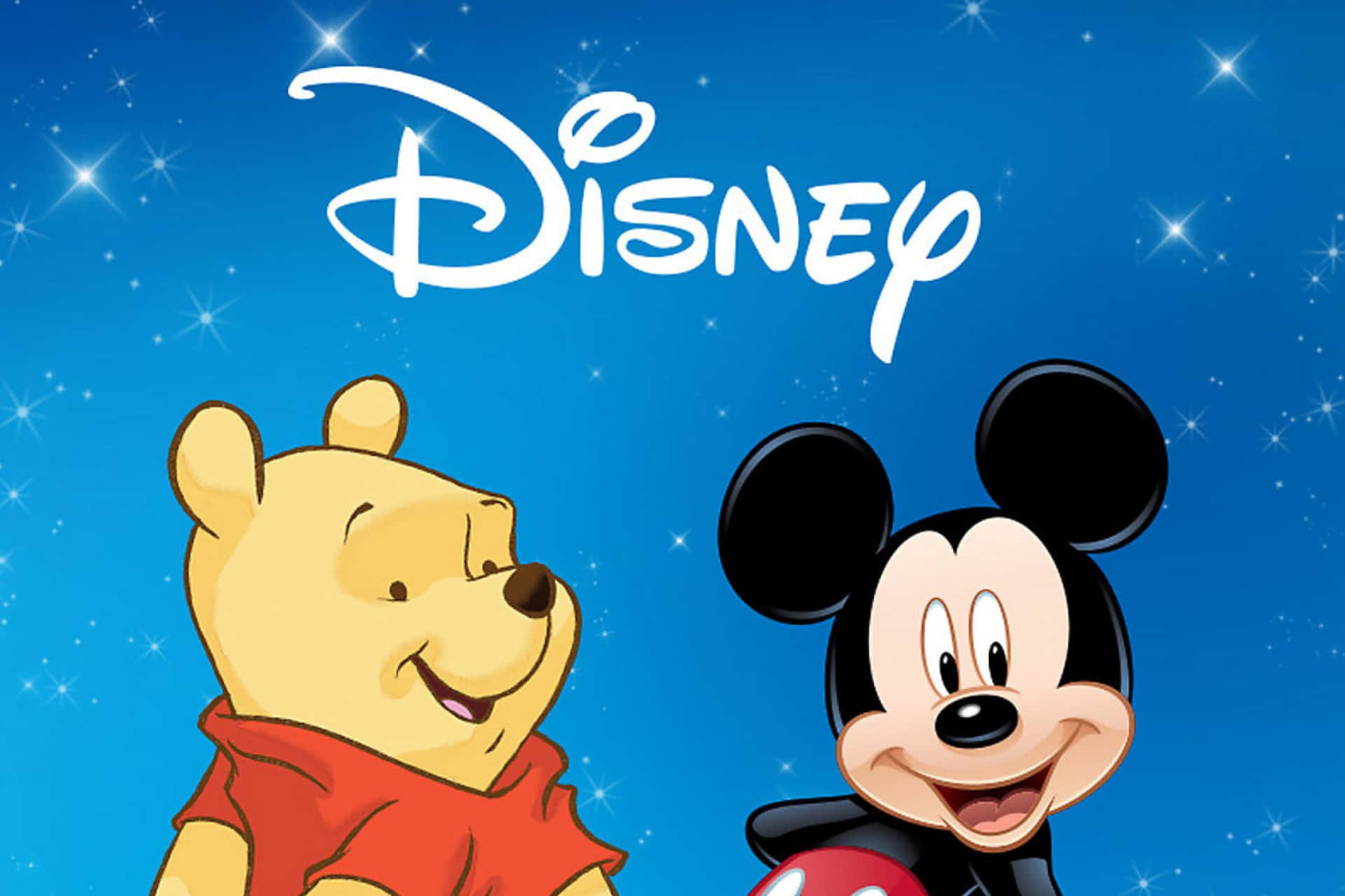 Disney Mickeyand Pooh Starry Backdrop Wallpaper