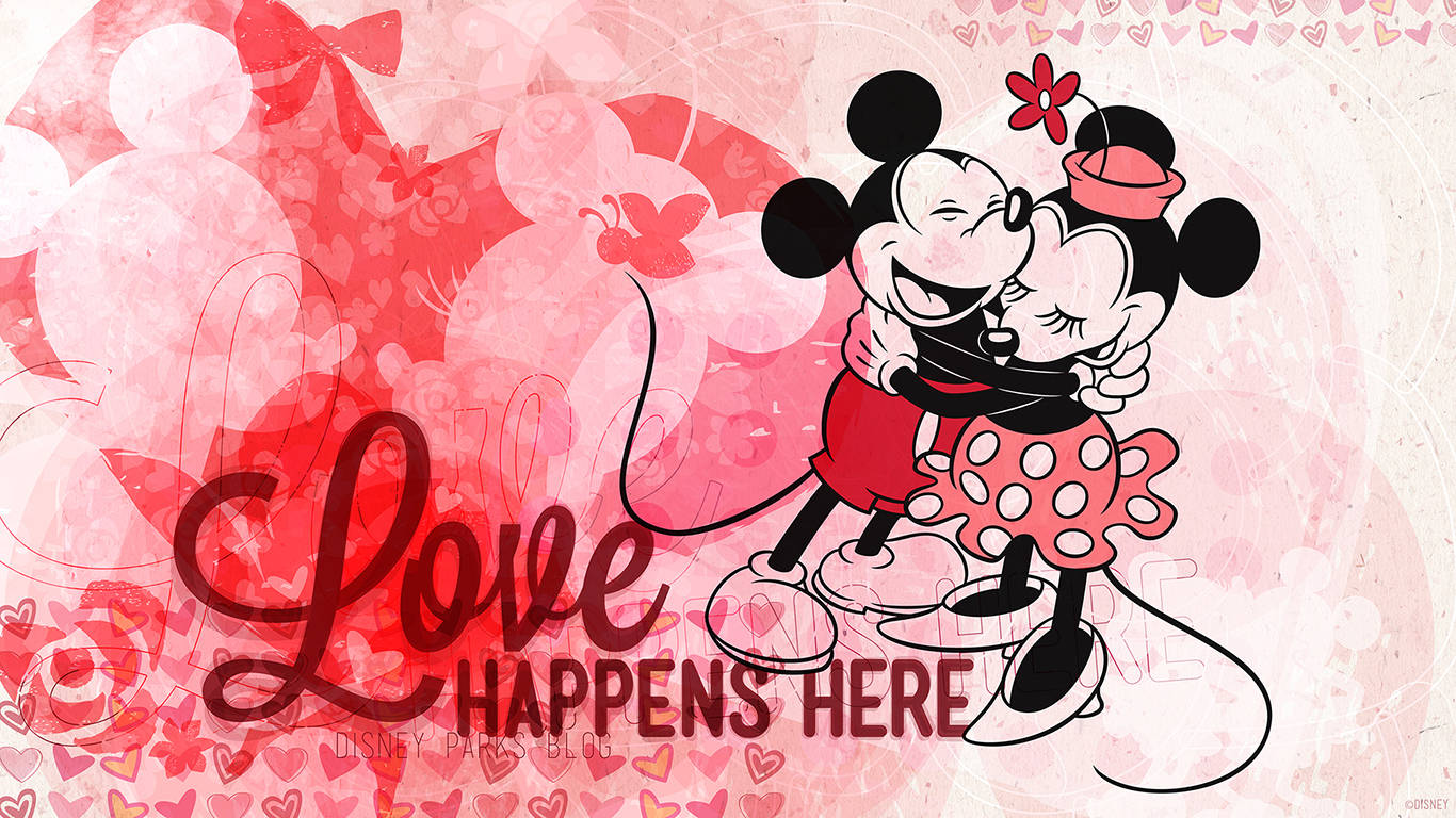 Celebrate Valentine's Day with the iconic couple Minnie and Mickey Mouse! Wallpaper