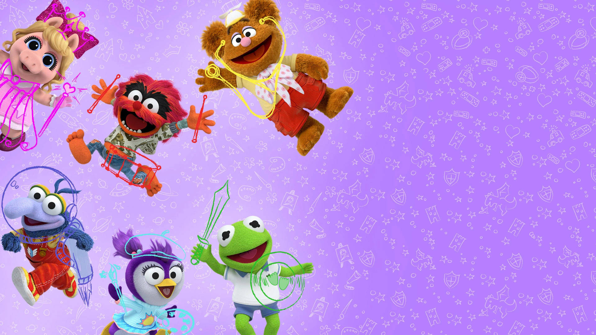 Disney Muppet Babies Purple Doodle