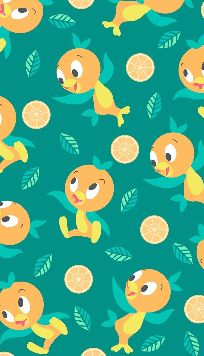 Orange Bird Disney Pattern Wallpaper