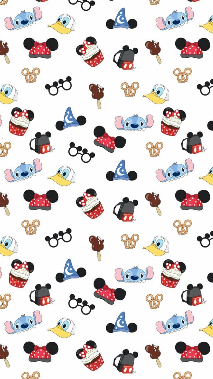 Disney Pattern With Random Characters Wallpaper