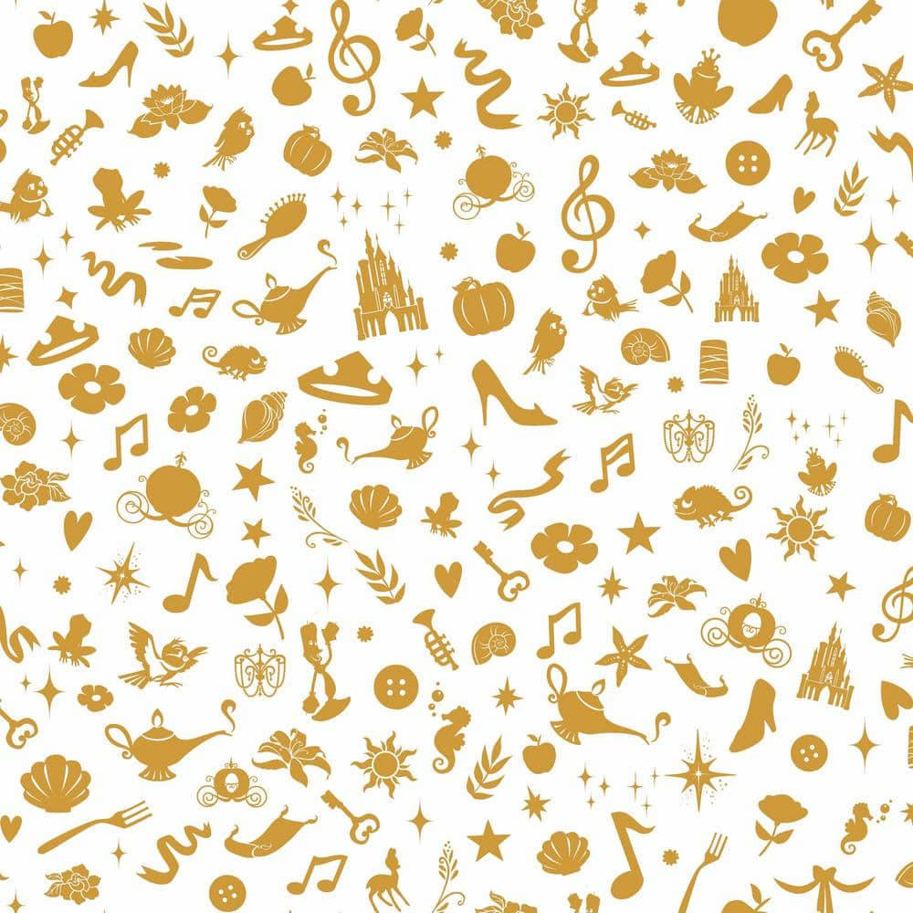 Golden Disney Pattern Wallpaper