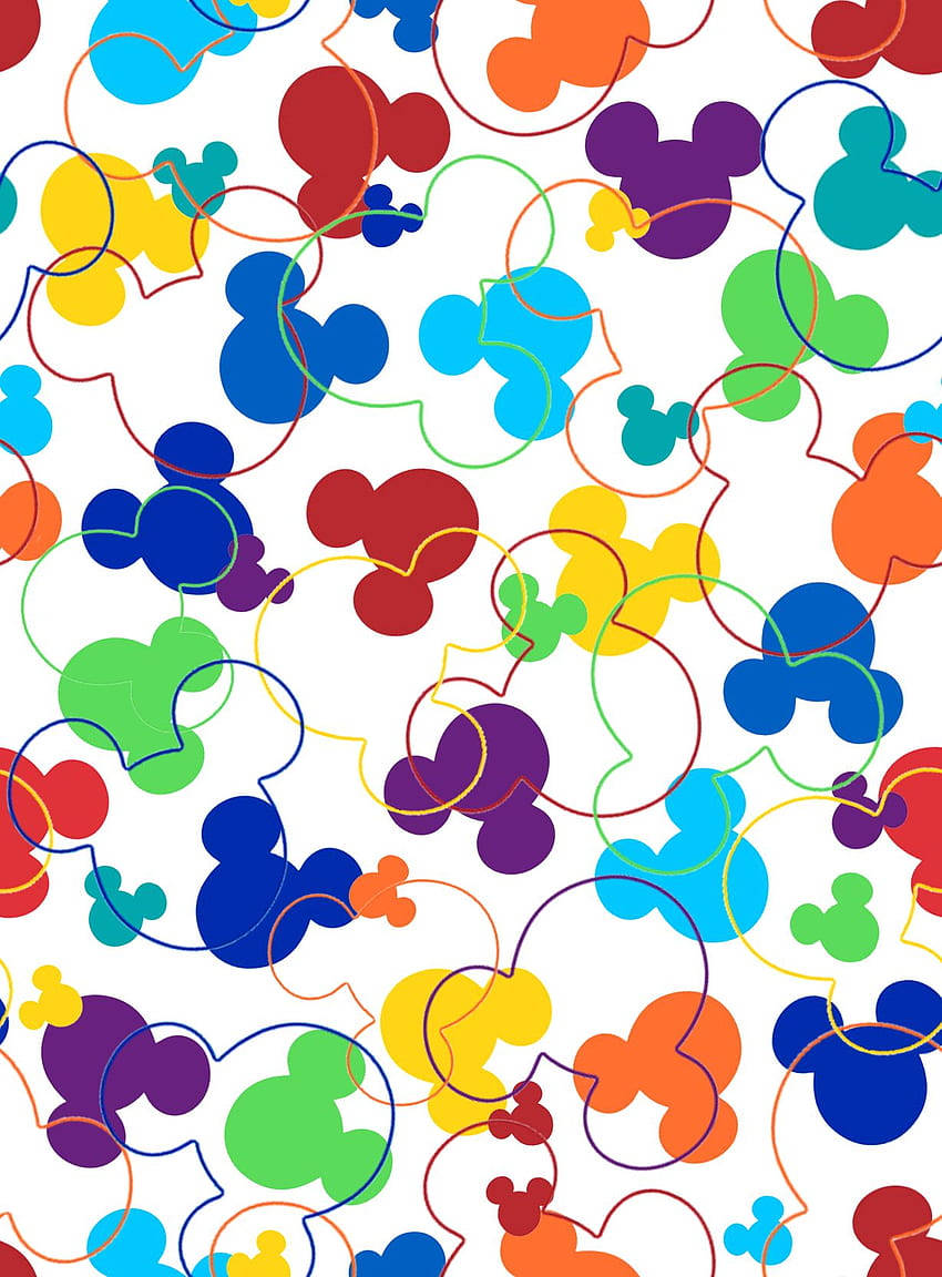 Disney Pattern With Colorful Mickey Mouse Heads Wallpaper