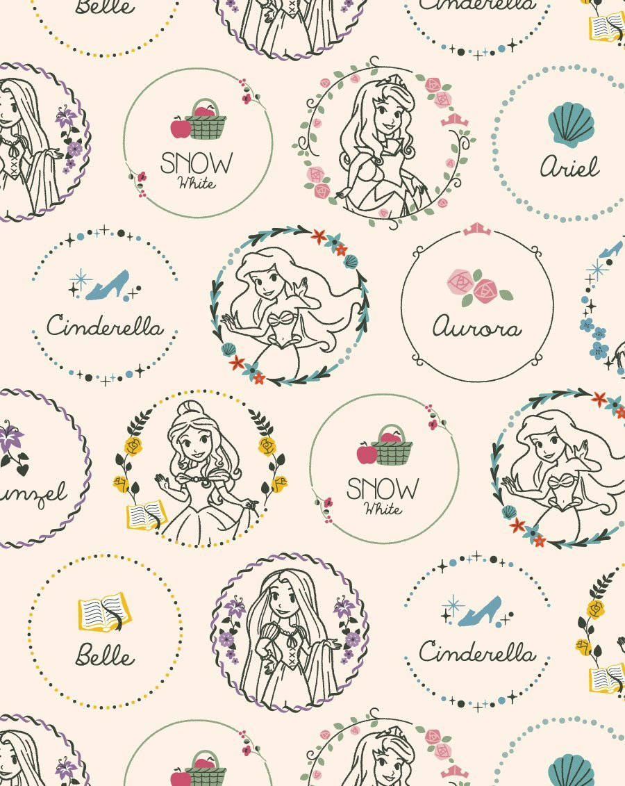 Princesses Drawing Disney Pattern Wallpaper