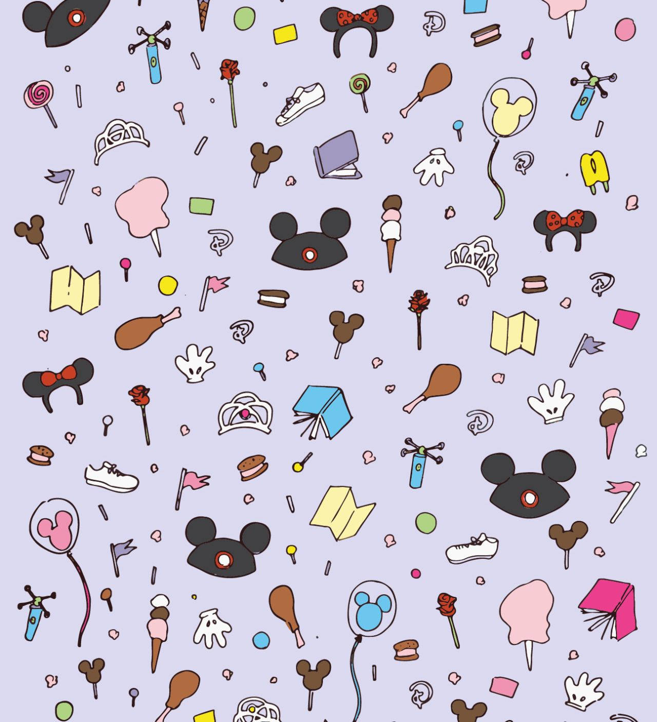 A Pattern Of Disney Characters And Objects Wallpaper
