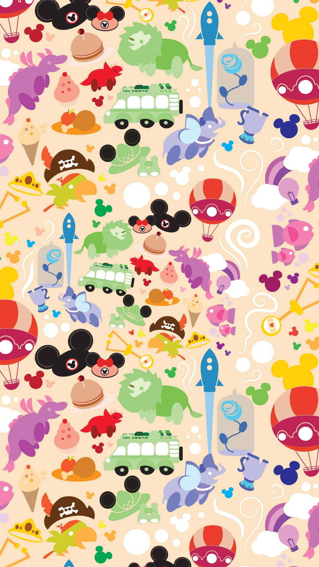 Colorful Disney Pattern Wallpaper