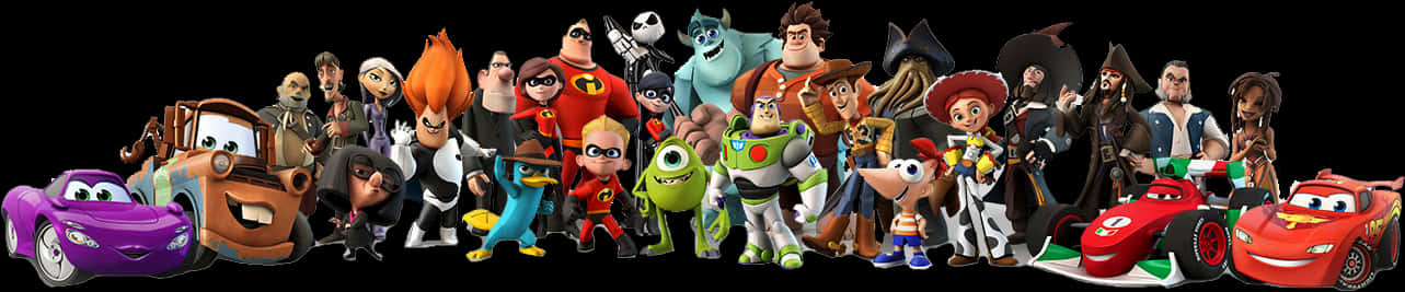 Disney Pixar Character Lineup PNG