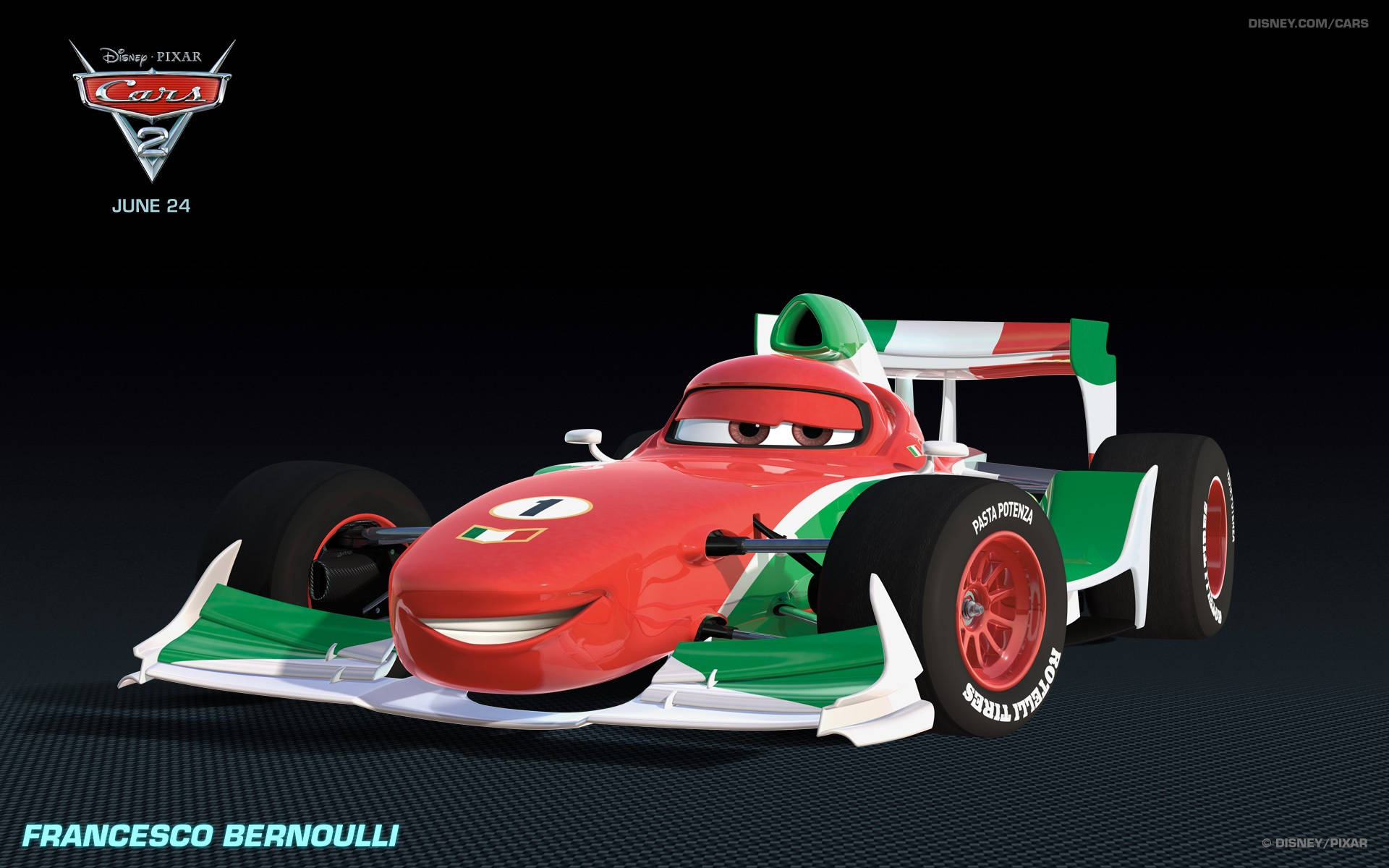 Francesco Bernoulli, the speedy race car from Disney Pixar's Cars 2 Wallpaper