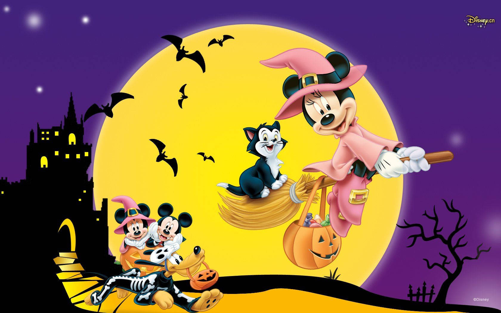 Disney Pluto Halloween Tapet - Et farverigt tema af Pluto og særlige Halloweendragter. Wallpaper