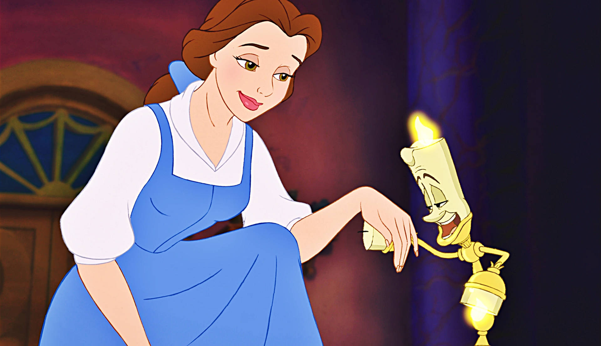Disney Princess Belle And Candlestick Wallpaper