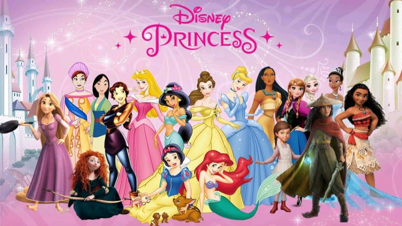 Billeder af Disney Prinsesser pryder dit skrivebord.