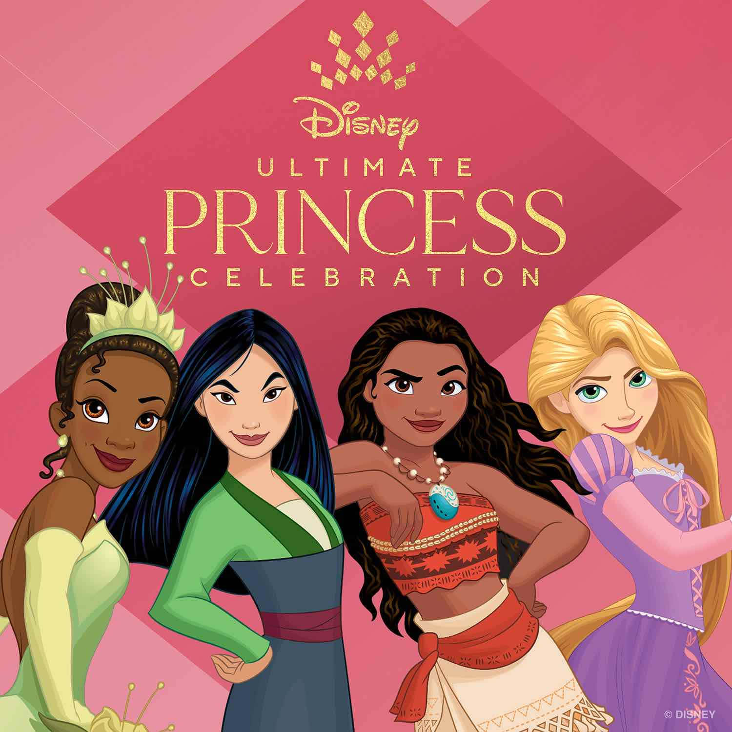 Billeder af Disney Princesser, der bevæger sig langs baggrundsbilleder.