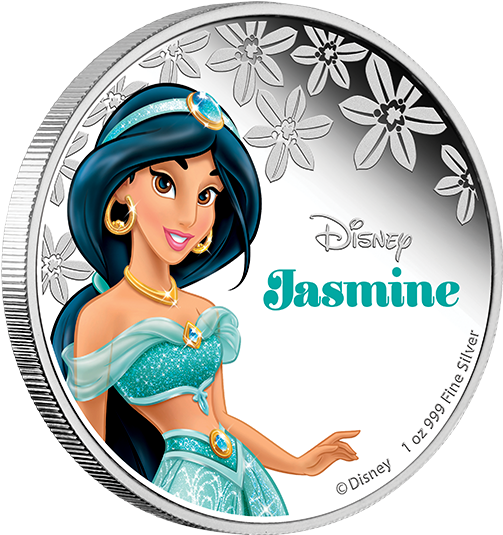 Disney Princess Jasmine Silver Coin PNG