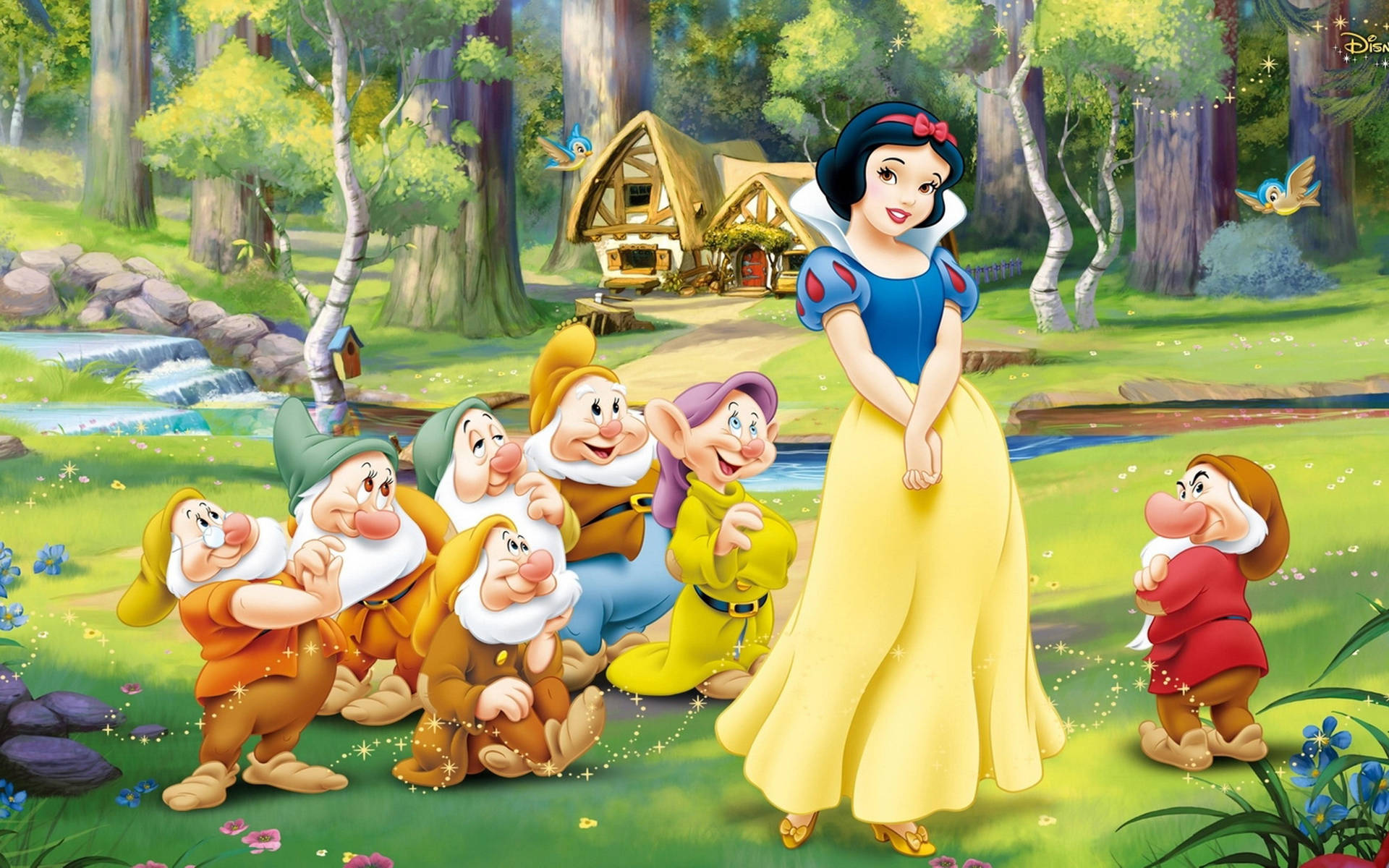 Disney Princess Snow White With Dwarfs Wallpaper