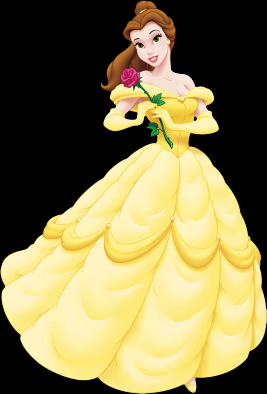 Disney Princess Yellow Gown Rose PNG