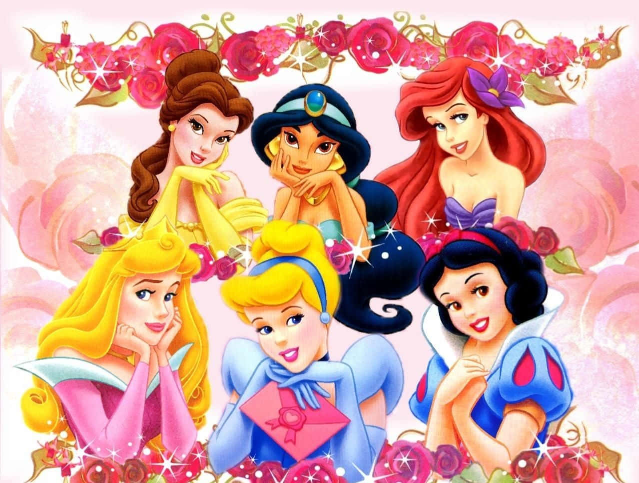 Disneyprinsessor Blomma Rosa Estetisk Bild.