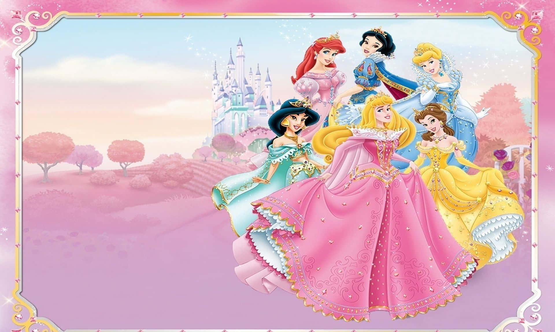 Imagende Los Castillos De Las Princesas De Disney Y Flores De Cerezo