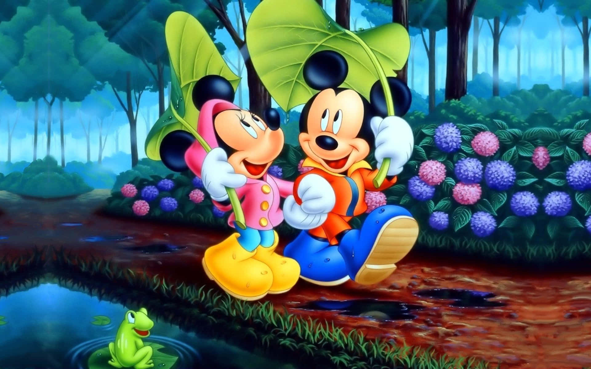 Mickey Mouse And Minnie Mouse In The Forest