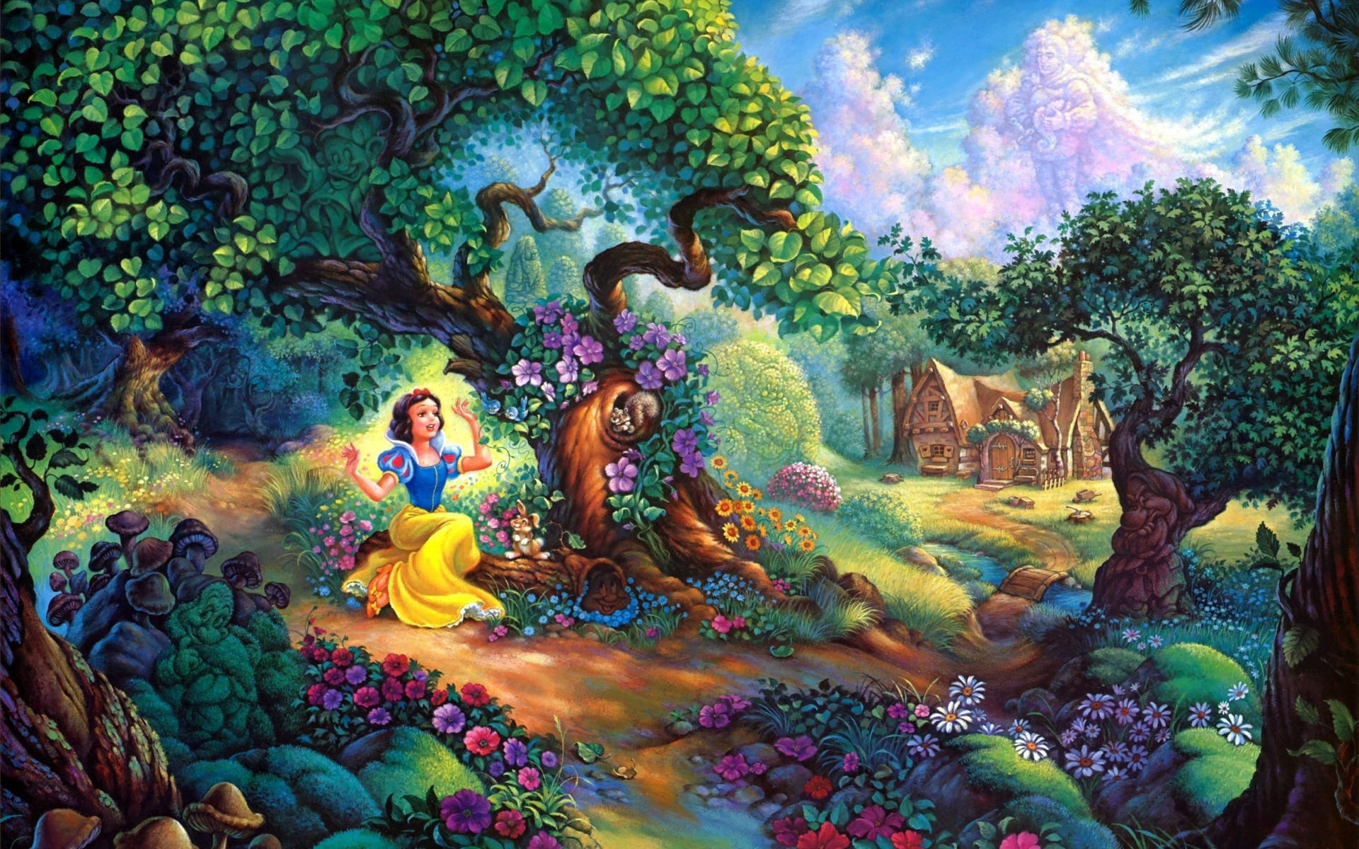 Disney Snow White painting wallpaper