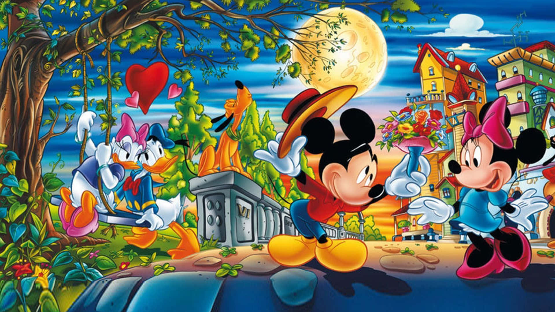 Mickeymouse Y Sus Amigos En Una Pintura. Fondo de pantalla