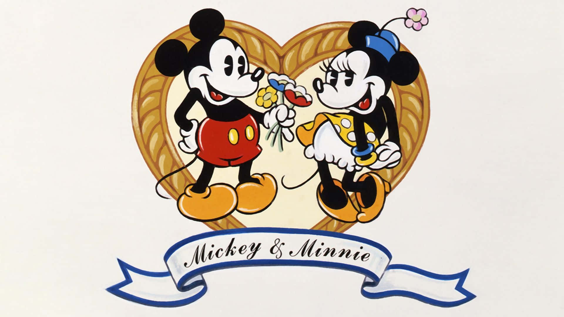 Disneyvalentinstag Liebe Mit Minnie Und Mickey Wallpaper