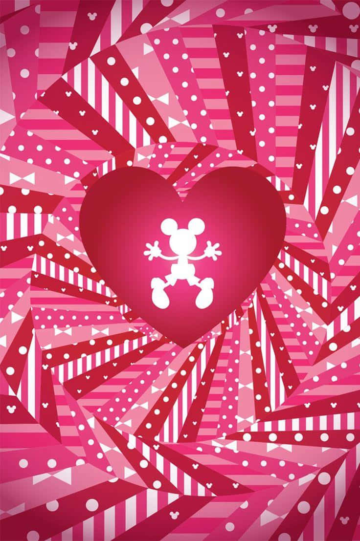 Disney Valentine Mickey Mouse Hjerte Kunst Tapet Wallpaper