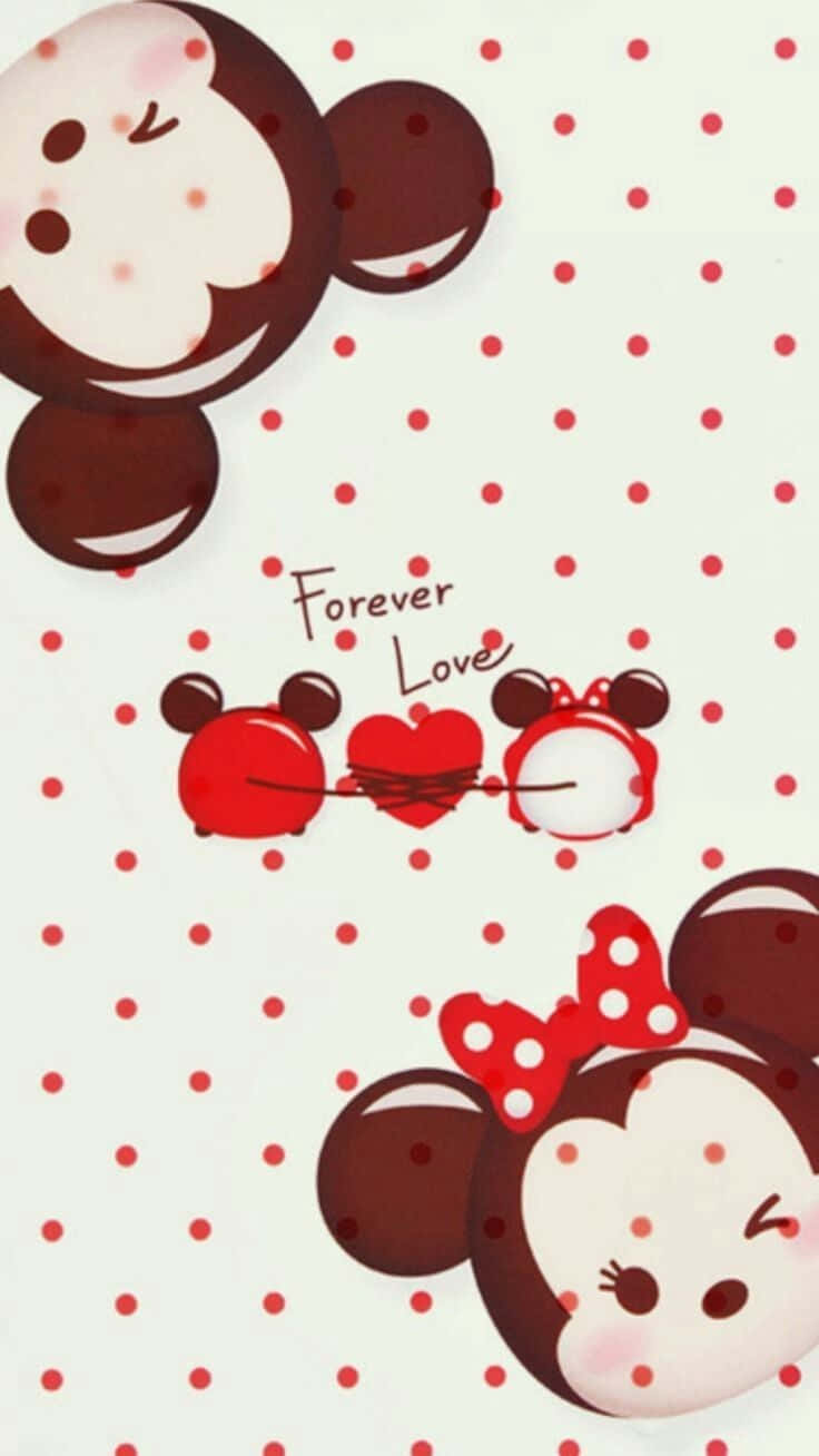 A Mickey Mouse And Minnie Mouse On A Red Background Wallpaper