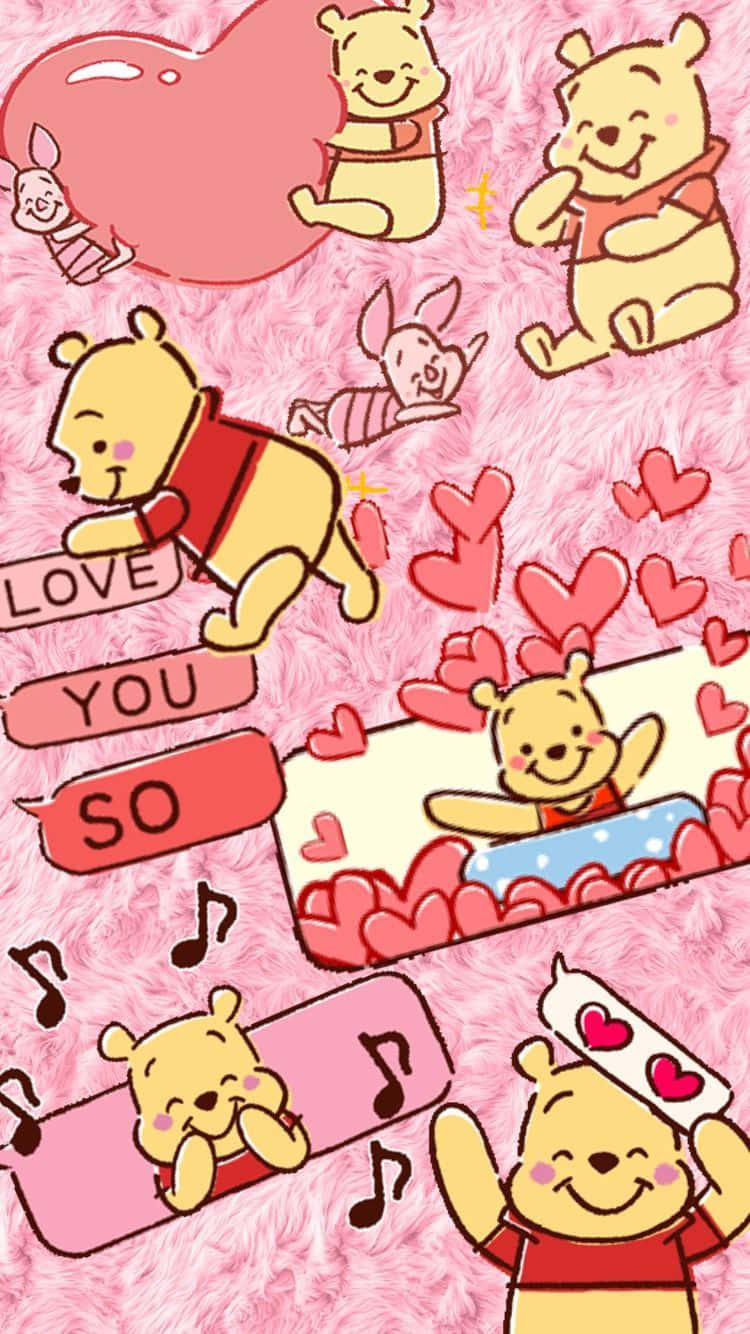 Winnie The Pooh Stickers Wallpaper