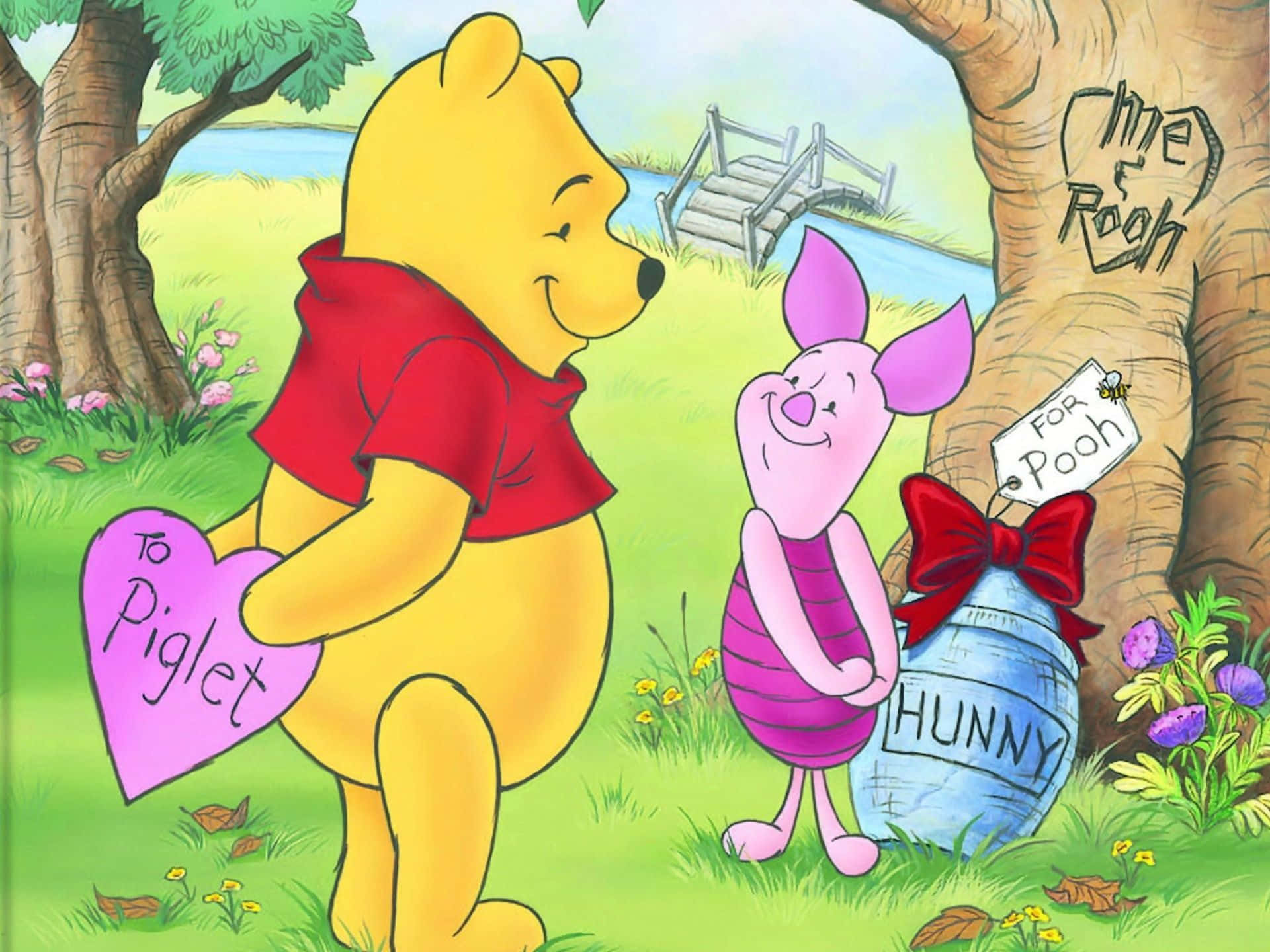 Disney Valentine Winnie The Pooh And Piglet Background