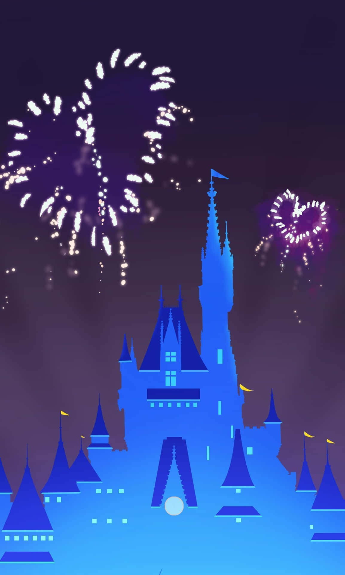 Disneyschloss Mit Feuerwerk Am Himmel Wallpaper