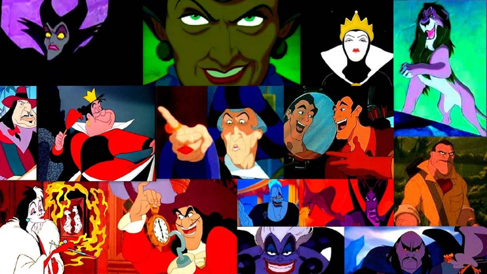Disney Villains Comic Strip Collage Wallpaper