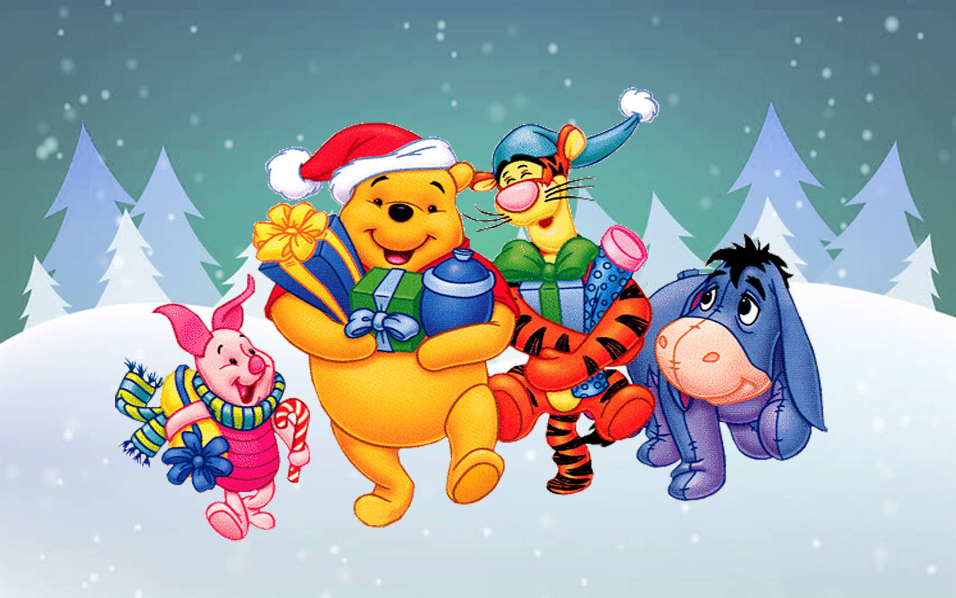 Disney Winnie The Pooh Christmas Theme Background