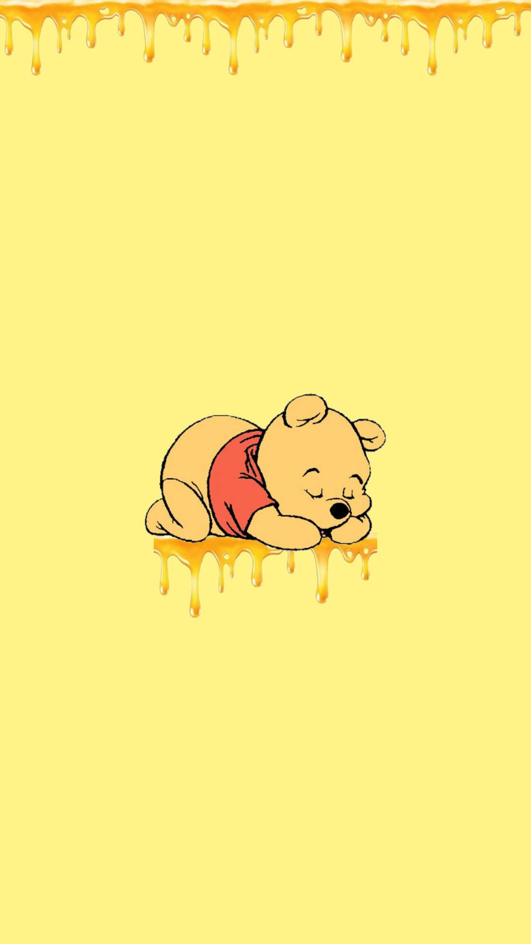 Disney Winnie The Pooh Sleeping In Dripping Honey Background