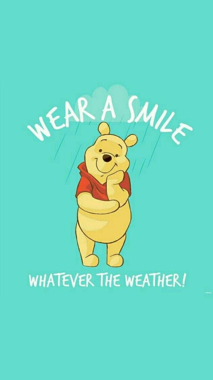Disney Winnie The Pooh Wear A Smile Quote Wallpaper
