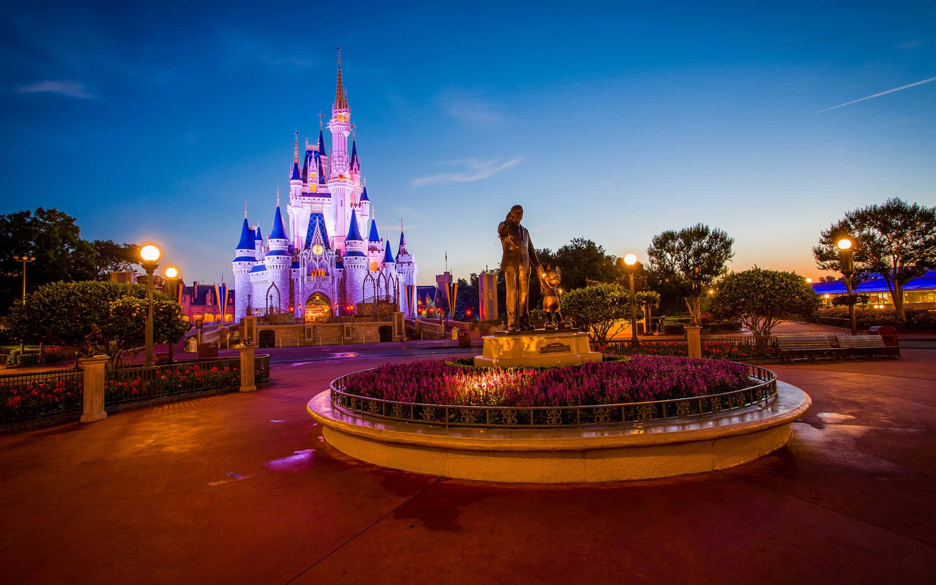 Cinderellaslottet Om Natten I Disney World.