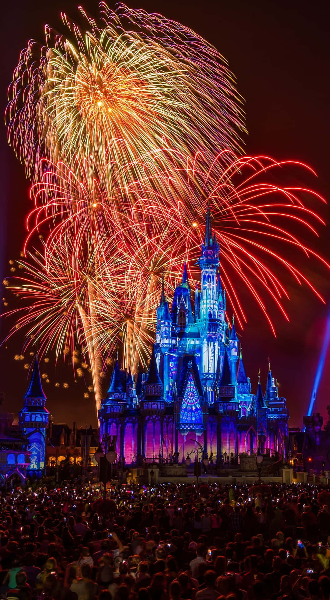 Disney World In Fireworks Android Wallpaper