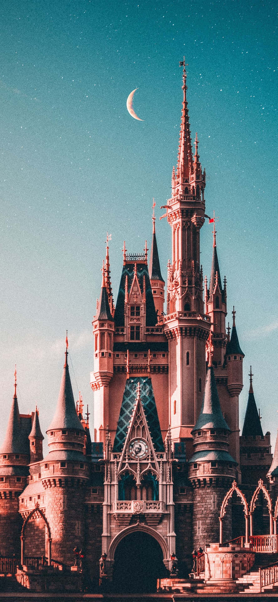 Disneyworld Schloss Ästhetik Blau Und Beige Iphone Wallpaper