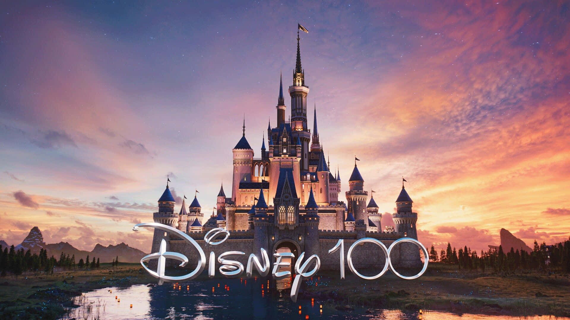 Disney100 Celebration Castle Sunset Wallpaper