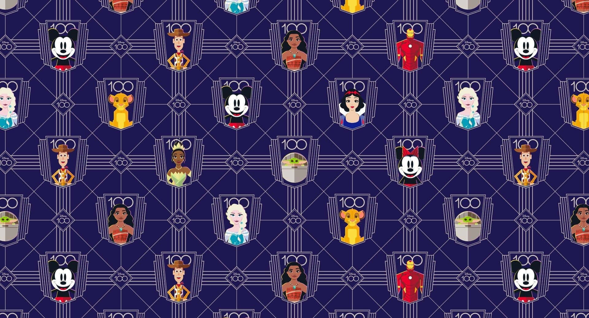 Disney100 Character Celebration Pattern Wallpaper