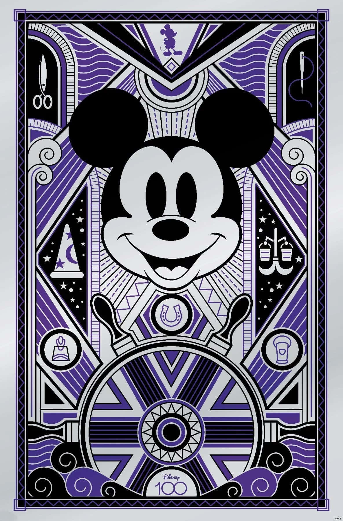 Disney100 Mickey Mouse Art Deco Poster Wallpaper
