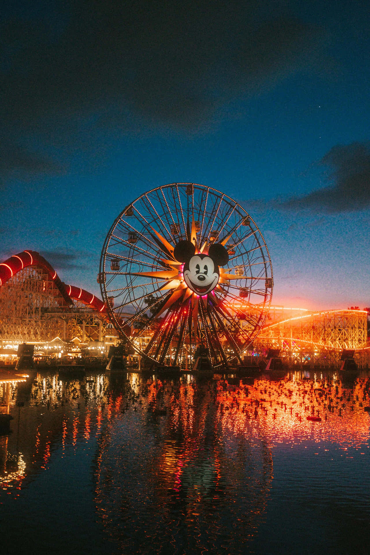 Disneyland California Adventure Park Ferris Wheelat Dusk Wallpaper