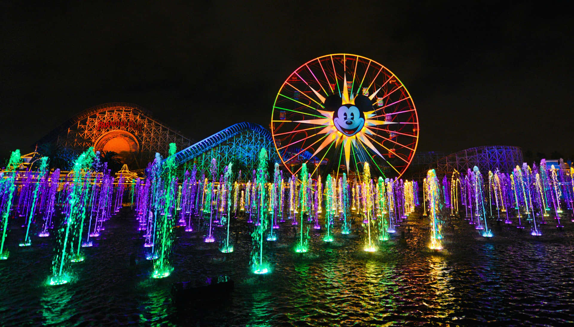 Disneyland California Adventure Park Night Lights Wallpaper