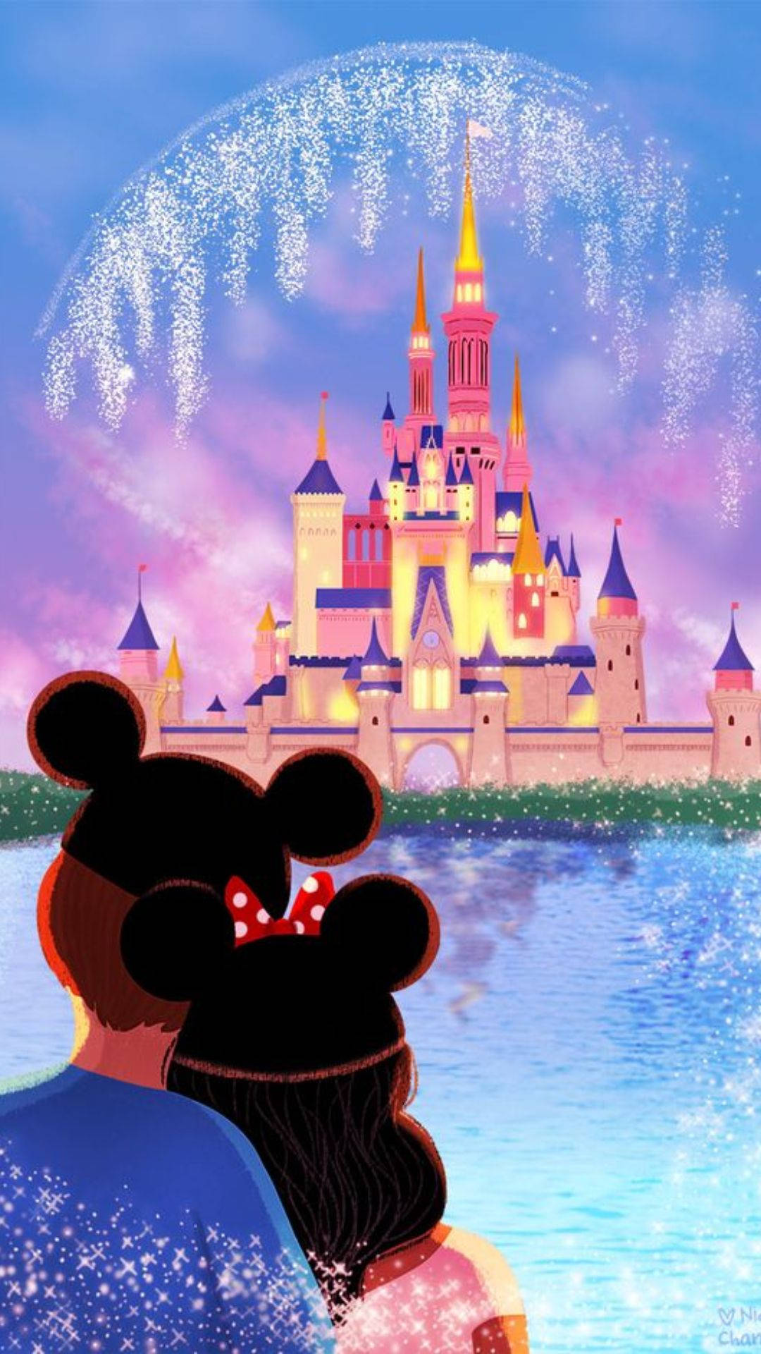 Disneyland Castle And Lovers Wallpaper