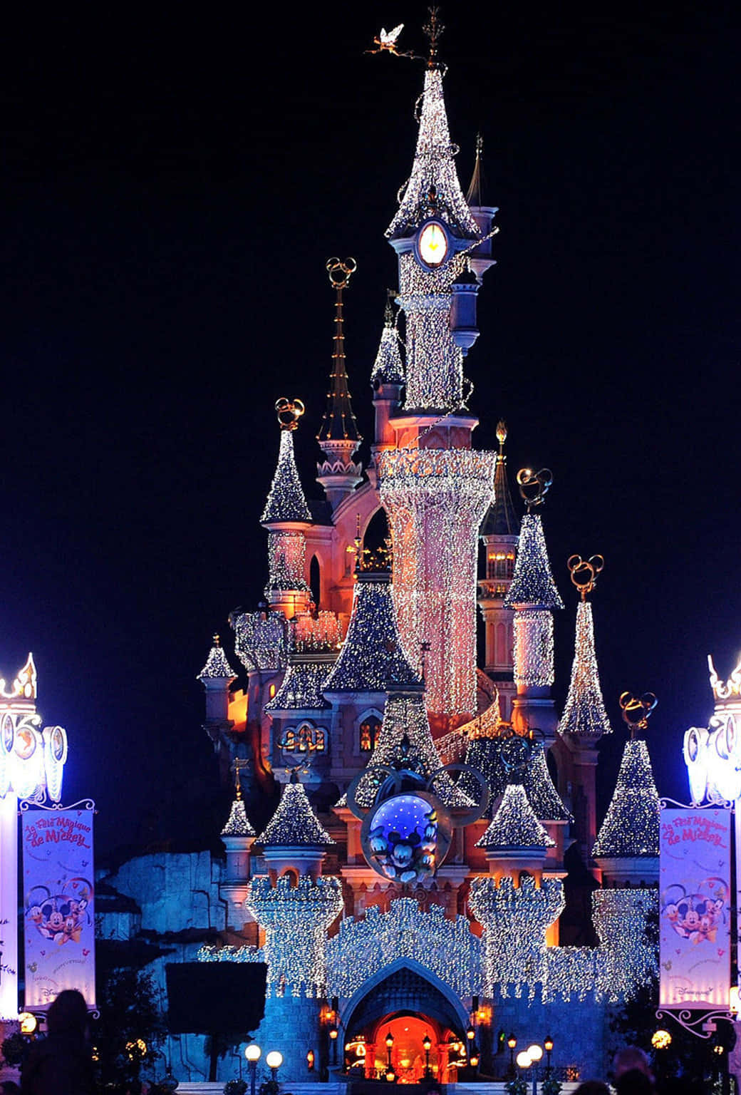 Download Disneyland Paris With Drone Lights Wallpaper