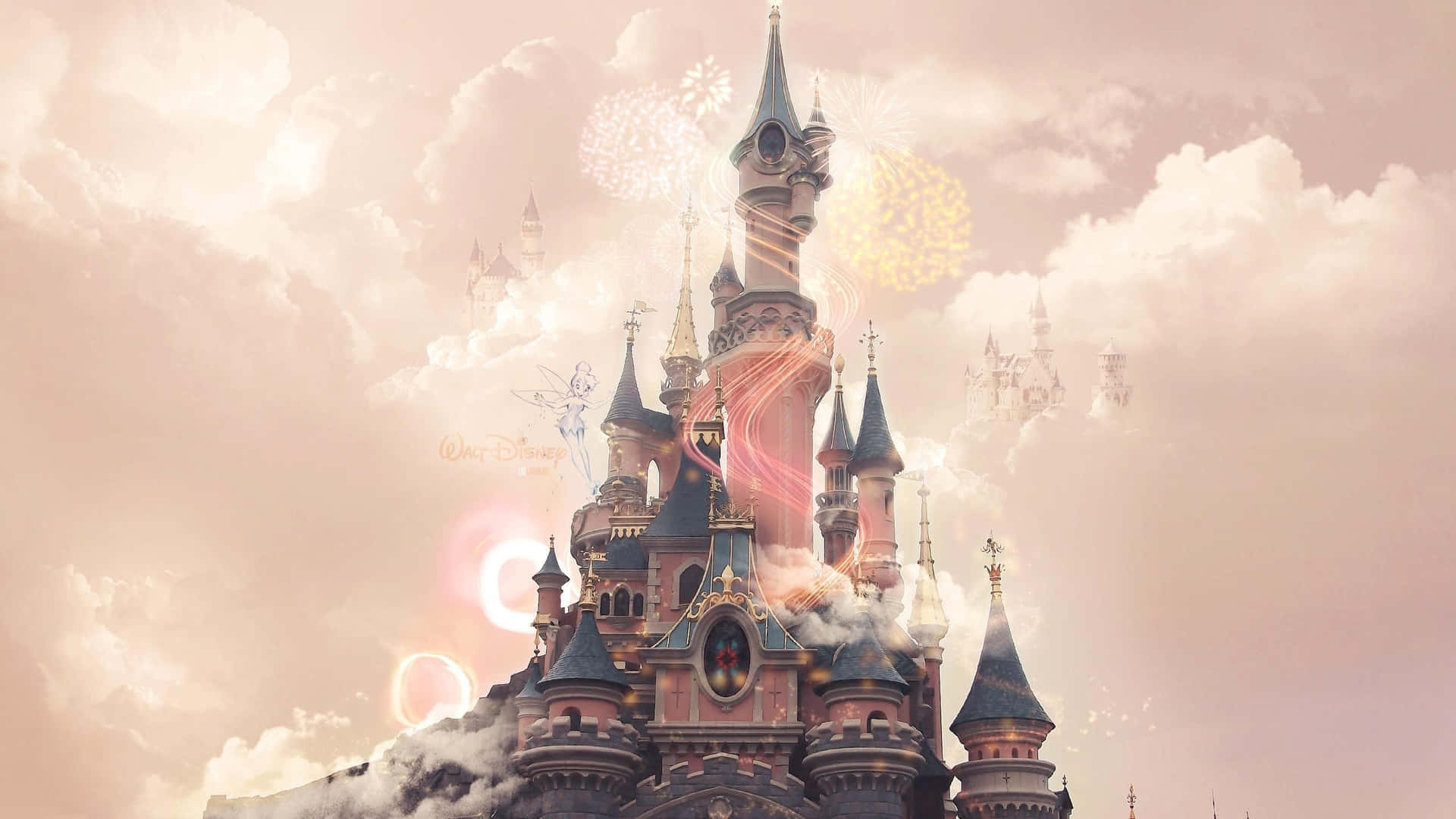 Disneyland Paris With Tinkerbell Silhouette Wallpaper