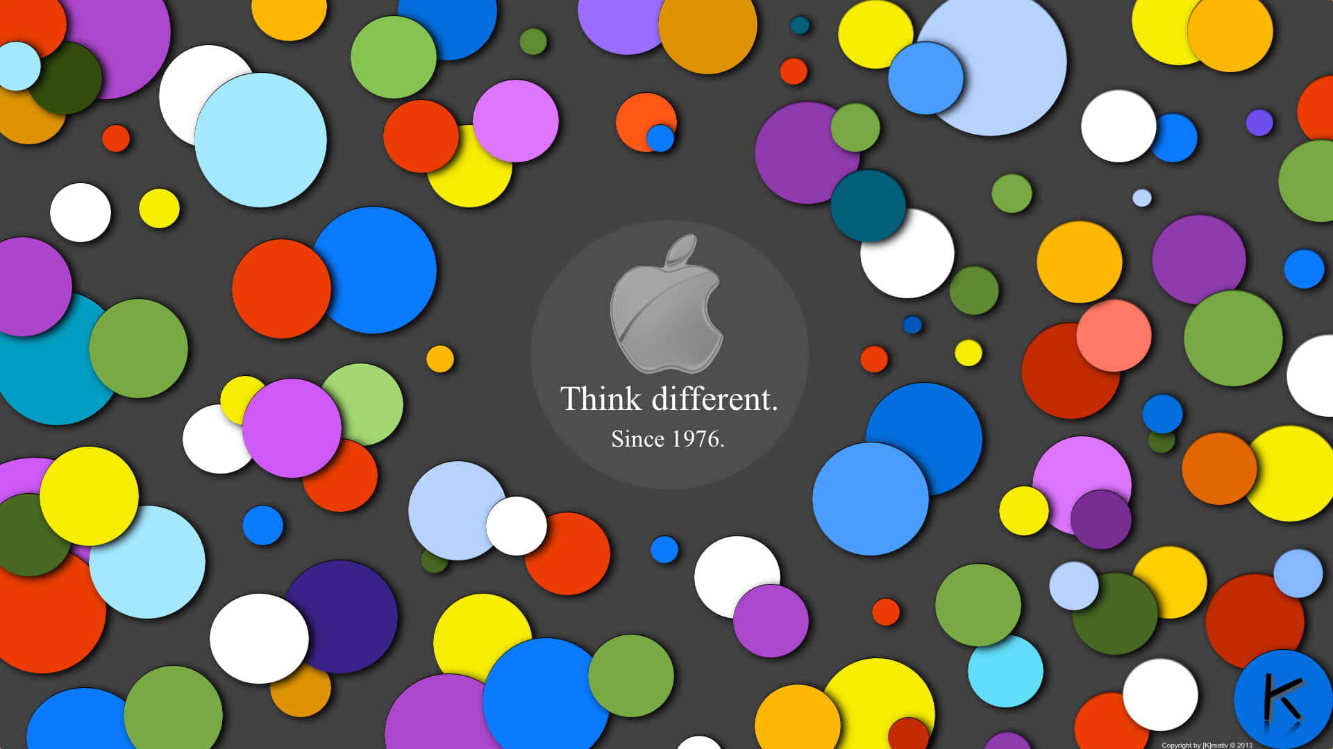 Apple Logo With Colorful Circles On A Dark Background Wallpaper