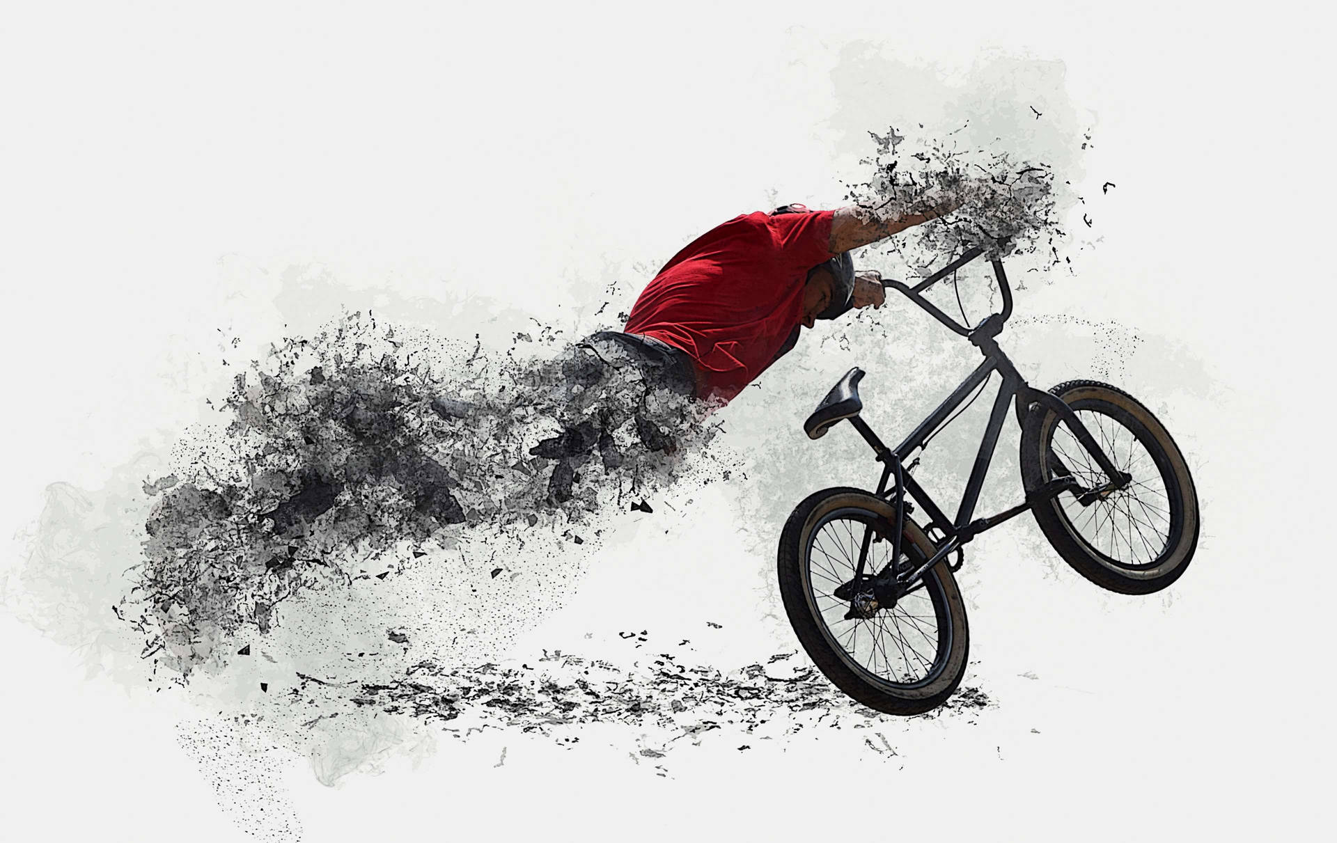 Dispersing Man On Bicycle Art Background