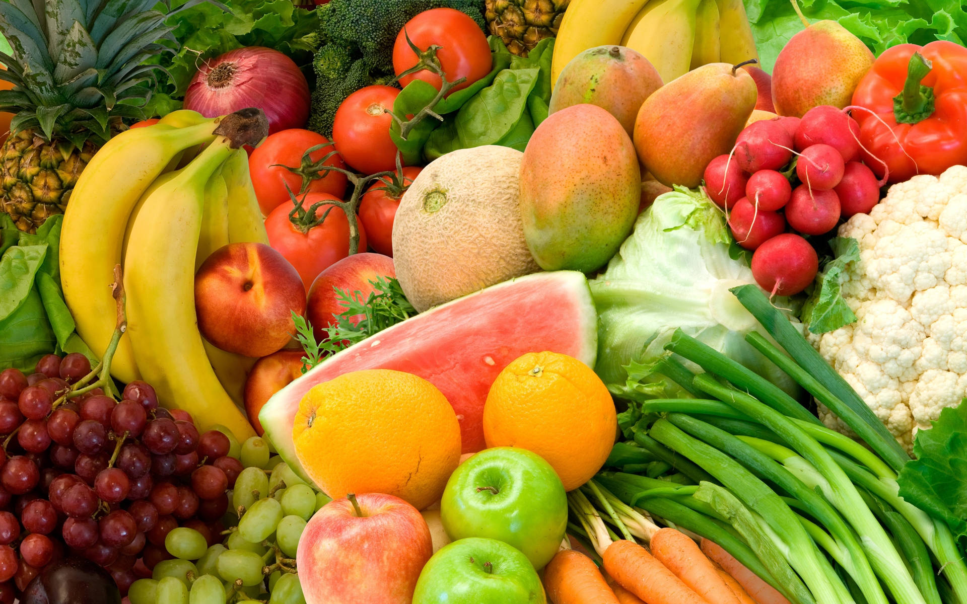 Display Of Fruits And Vegetables Wallpaper