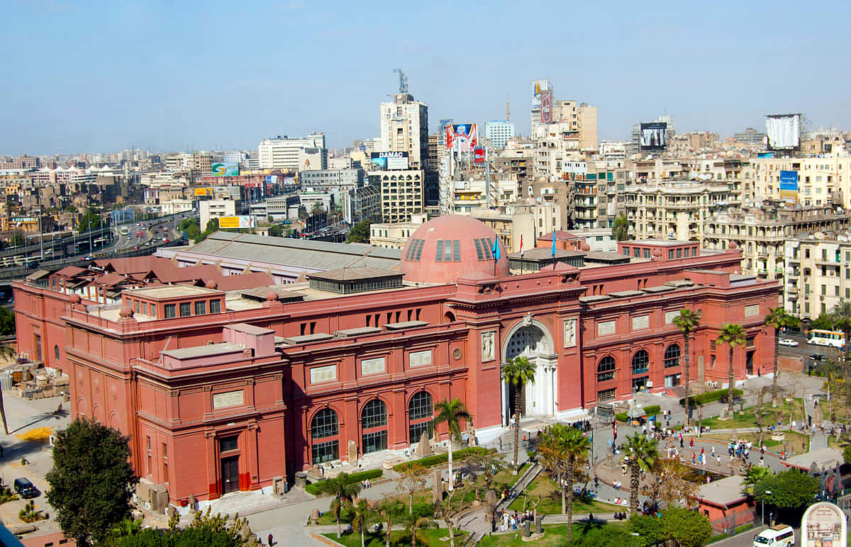 Distant Aerial Shot Of Egyptian Museum Wallpaper